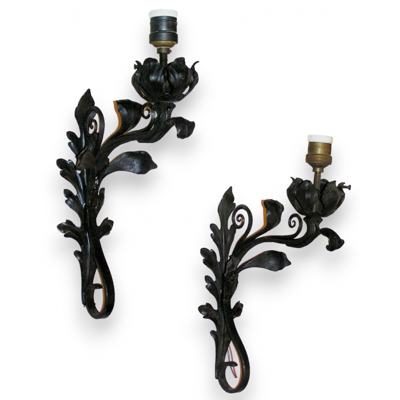 Paire d'appliques fer forgé