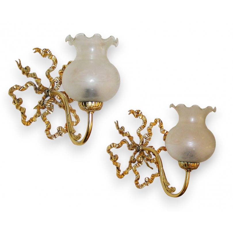Paire d'appliques bronze doré