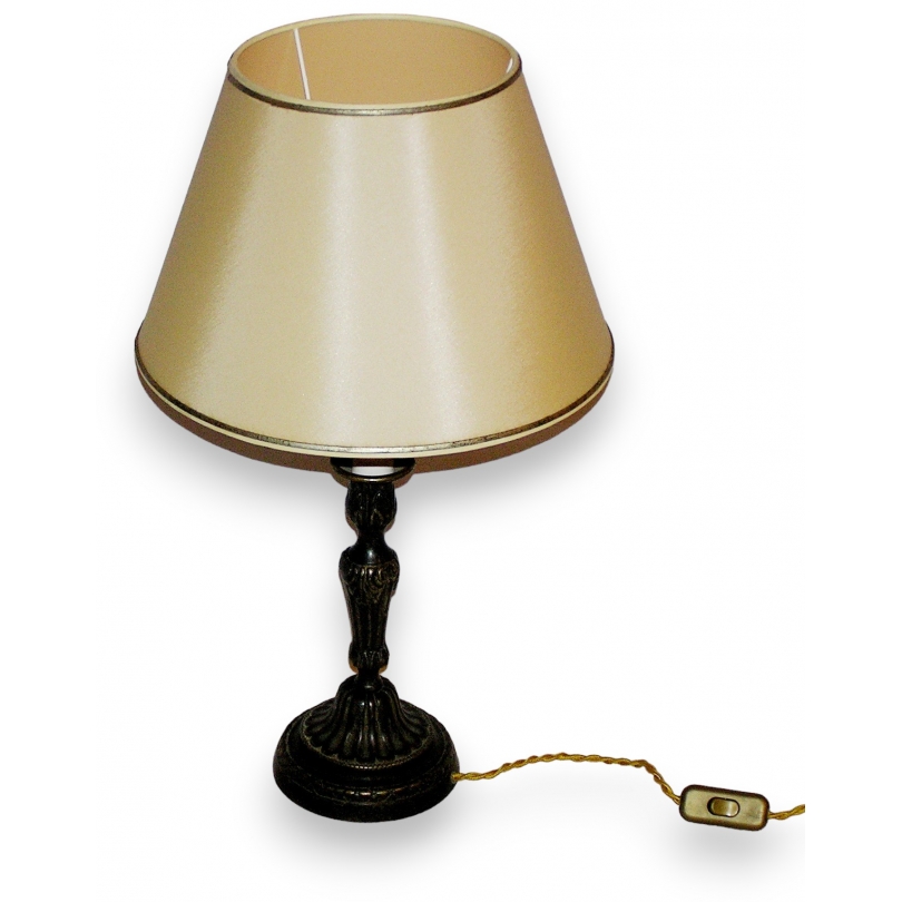  Lampe-pied bourgeoir abat-jour soie sur  Moinat SA  - Antiquités décoration