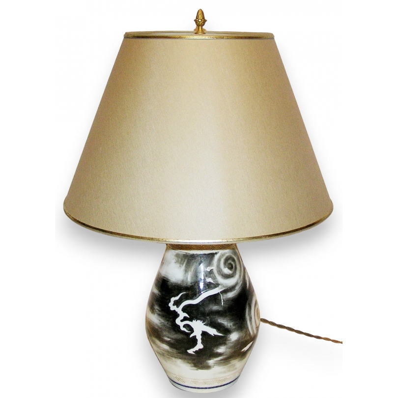  Lampe en porcelaine chinoise avec sur  Moinat SA  - Antiquités décoration