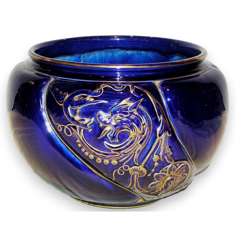 Blue earthenware plant pot at  Moinat SA  - Antiques and home décor