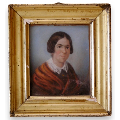 Pastel "Dame Marie Brousson née  sur Moinat SA  - Antiquités décoration -  Gouaches, Aquarelles, Pastels