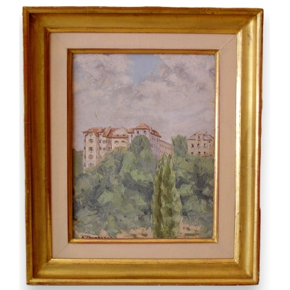 Tableau huile \"Genève\" signée A. CHAMBAZ
