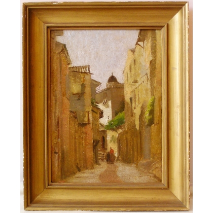 Huile sur bois, étude école Genevoise