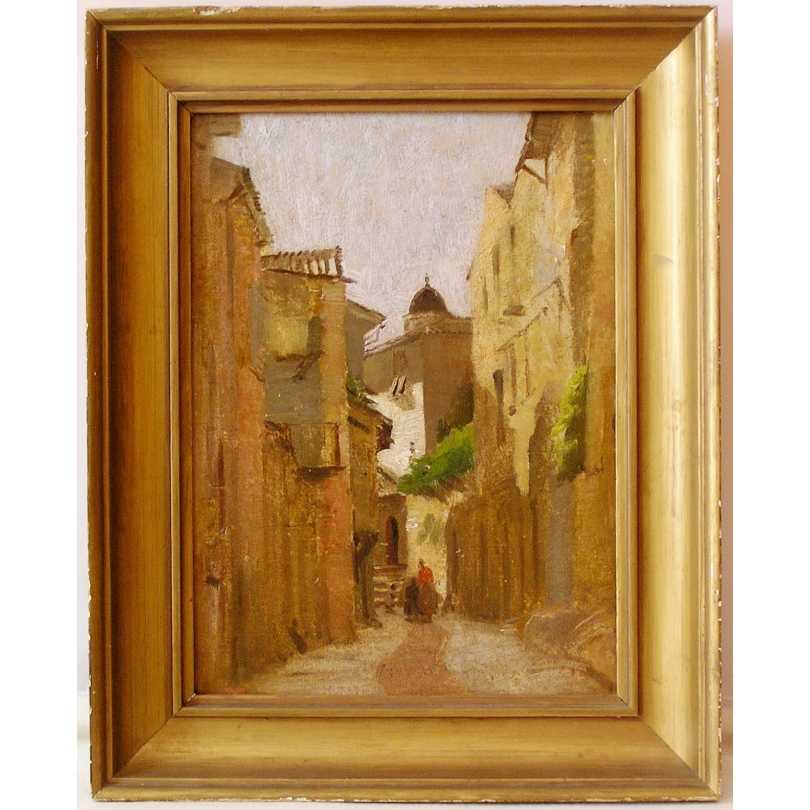 Paintings | Oil on wood, study from the Geneva School, Moinat SA  – Antiques and home décor