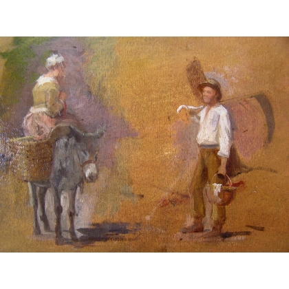 Paintings | Oil on wood, study from the Geneva School, Moinat SA  – Antiques and home décor