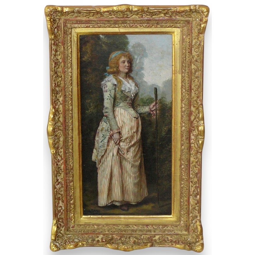 Paintings | Oil on cardboard, ‘Bergère’, signed RAILLET Moinat SA  – Antiques and home décor