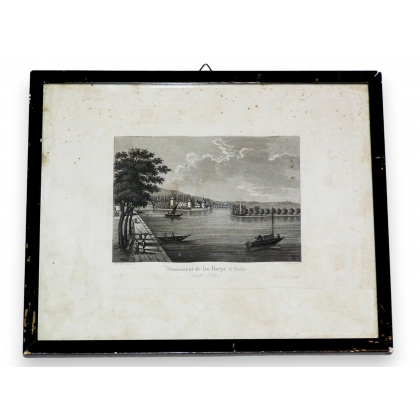 Gravure "Monument de la Harpe à Rolle"  sur Moinat SA  - Antiquités décoration -  Gravures, Lithos