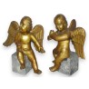 Paire d\'anges en bois sculpté