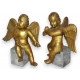 Paire d'anges en bois sculpté