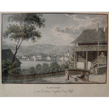 Gravure "Lucerne"  sur Moinat SA  - Antiquités décoration -  Gravures, Lithos