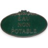 Enseigne \"Eau non potable\", fond vert