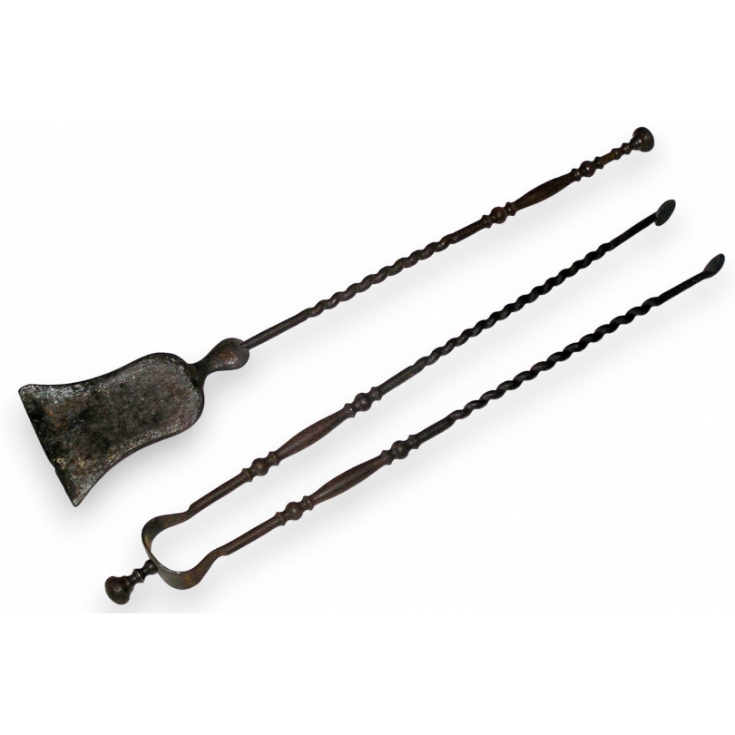 BABYLON Lot de 5 outils de cheinée en fer forgé avec pince, tisonnier