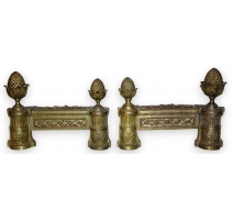 Paire de chenets Louis XVI en bronze