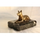 Bronze "Chien" sur socle en marbre vert