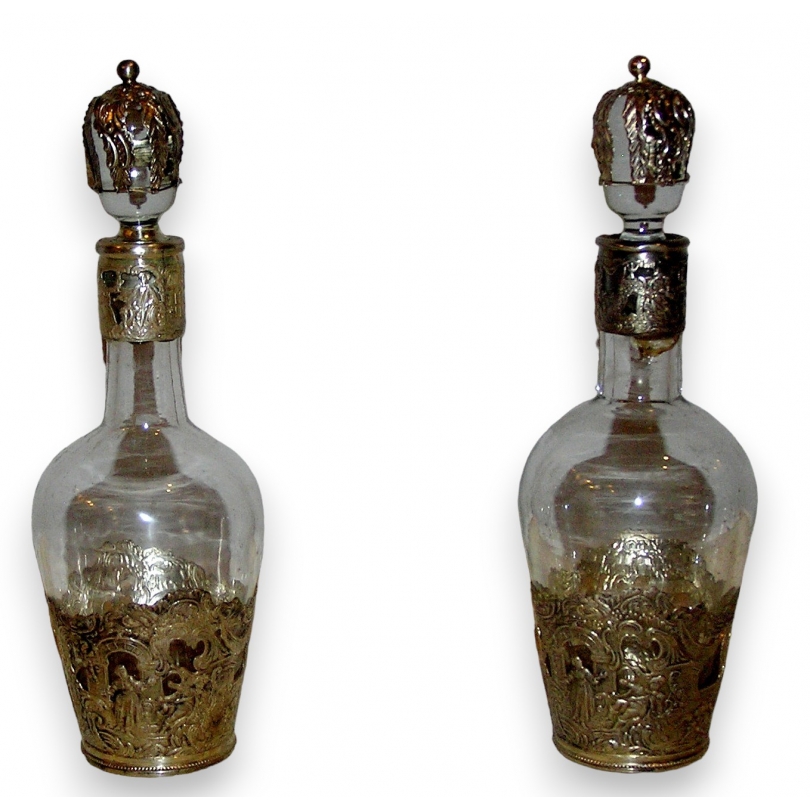  Paire de carafes, monture en argent sur  Moinat SA  - Antiquités décoration