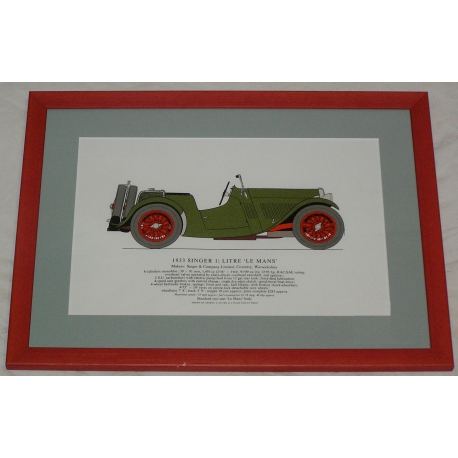 Gravure "Voiture SINGER"  sur Moinat SA  - Antiquités décoration -  Gravures, Lithos