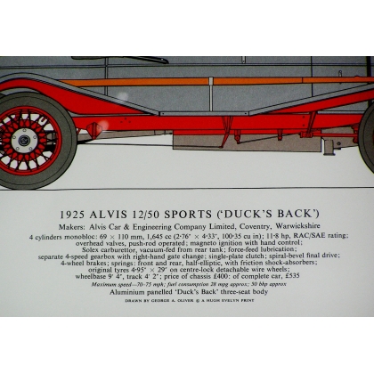 Gravure "Voiture ALVIS 1925"  sur Moinat SA  - Antiquités décoration -  Gravures, Lithos