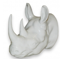 Tête de rhinocéros en porcelaine blanche