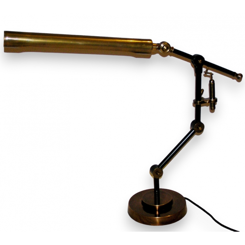 Lampe de bureau néon en laiton patiné et noirci