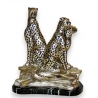 Bronze "3 Guépards assis" argenté