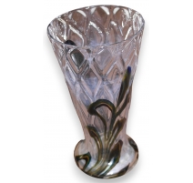 Vase en cristal décor plumes de pan