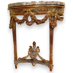 Louis XVI half-moon console table. Marble top. From  Moinat SA  - Antiques and home décor