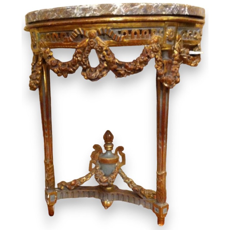 Louis XVI half-moon console table. Marble top. From  Moinat SA  - Antiques and home décor