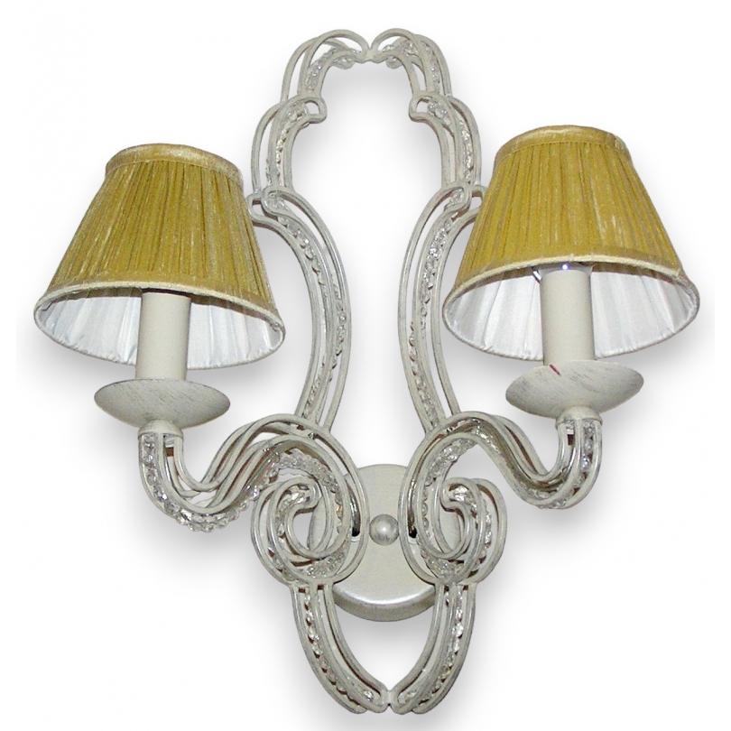  Applique 2 lumières avec perles cristal sur  Moinat SA  - Antiquités décoration