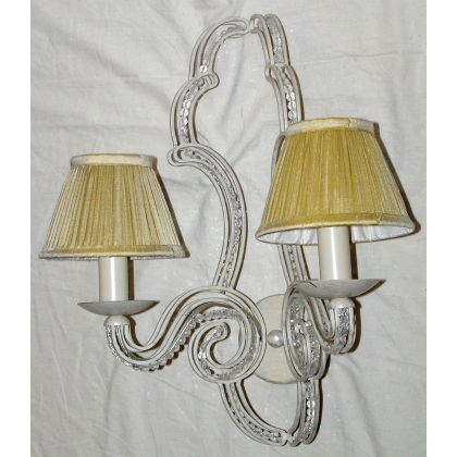  Applique 2 lumières avec perles cristal sur  Moinat SA  - Antiquités décoration