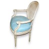 Fauteuil Louis XVI, canné, laqué, coussin cuir