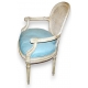 Fauteuil Louis XVI, canné, laqué, coussin cuir