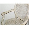 Fauteuil Louis XVI, canné, laqué, coussin cuir