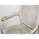 Fauteuil Louis XVI, canné, laqué, coussin cuir
