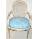 Fauteuil Louis XVI, canné, laqué, coussin cuir