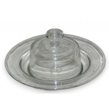 Beurrier en verre ancien