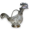 Carafe \"Coq\" en verre et étain