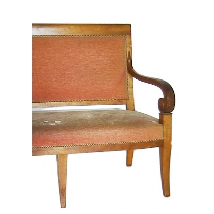 Directoire-style living room set, comprising 1 sofa, 2 armchairs and 2 chairs, by Moinat SA – Antiques and home décor