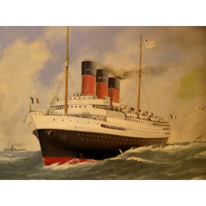 Paintings | Oil on cardboard: The liner ‘Le Paris’, Moinat SA  – Antiques and home décor