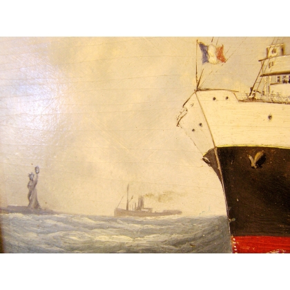 Paintings | Oil on cardboard: The liner ‘Le Paris’, Moinat SA  – Antiques and home décor