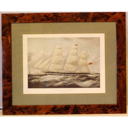 English engraving entitled ‘Boat’, in a wooden frame, by Moinat SA – Antiques and decorative items – Engravings, lithographs