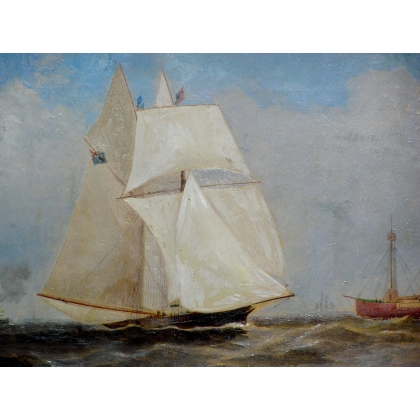 Paintings | Oil on cardboard "Seascape" Moinat SA  - Antiques and home décor