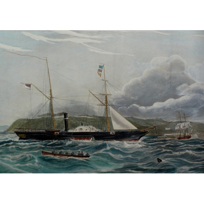 Engraving entitled ‘Boats’, in a mahogany frame, by Moinat SA – Antiques and decorative items – Engravings, lithographs