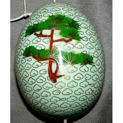 Oeuf cloisonné décor grue et arbre