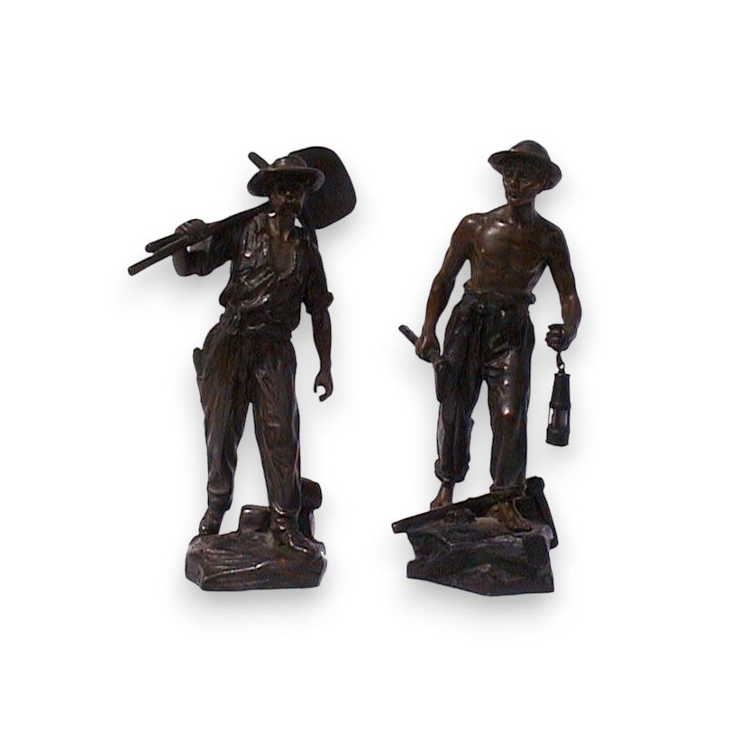 Pair of bronzes "Miners" by CA