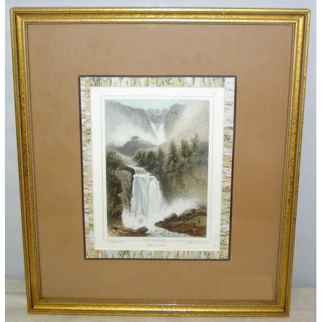 Gravure "Reichenbach chute du milieu"  sur Moinat SA  - Antiquités décoration -  Gravures, Lithos
