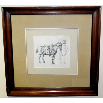  Encre de Chine "Cheval et personnage" sur  Moinat SA  - Antiquités décoration