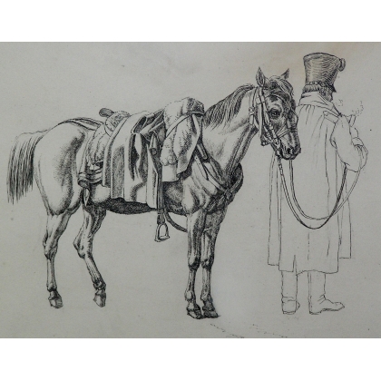  Encre de Chine "Cheval et personnage" sur  Moinat SA  - Antiquités décoration