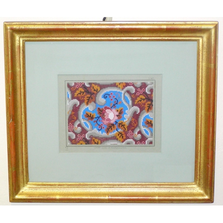 Gravure aquarellée \"Tapisserie\" sur carton