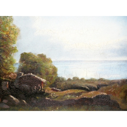 Paintings | Oil on cardboard ‘Landscape’, Switzerland Moinat SA  – Antiques and home décor